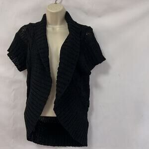 HAIKU KNITTED BLACK SHORTS‎ SLEEVE OPEN CARDIGAN SWEATER SIZE S